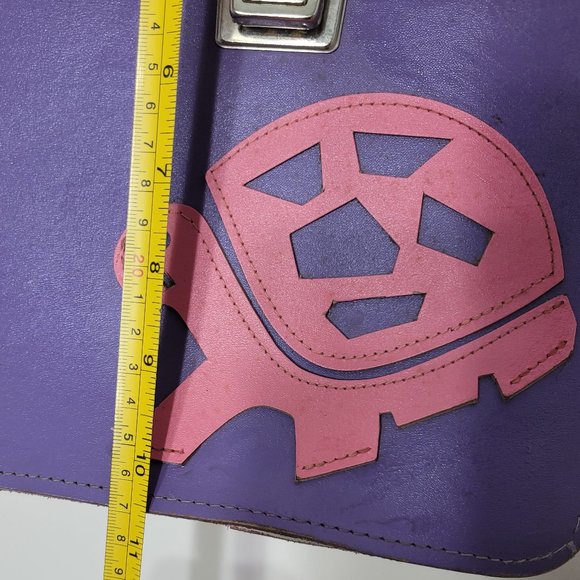 ⭐️Vintage Pink Purple Leather Kids School Bag Shoulder Strap Top Handle Retro - Picture 12 of 13